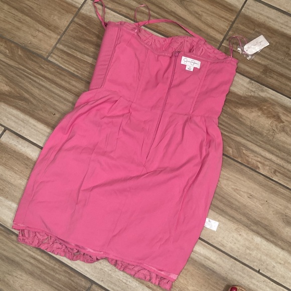 Jessica Simpson pink summer party date night 
NWT floral lace overlay strapless - Picture 5 of 9